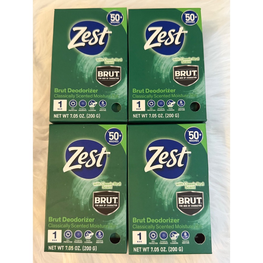 Zest Brut Deodorizer Bar Soap Classic Brut Scent 7.05 oz 4 Pack Lot